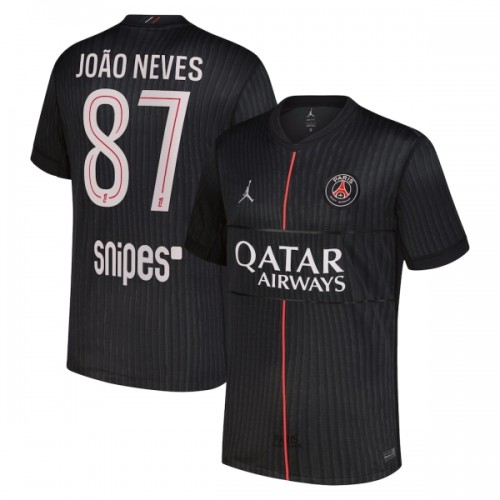 Maglia ufficiale Paris Saint Germain Joao Neves 87 4th Jordan 2025-26 per Uomo Maglia ufficiale Paris Saint Germain Joao Neves 87 4th Jordan 2025-26 per Uomo