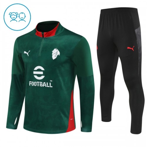 AC Milan Felpe da Allenamento Quarto-Zip 2025-26 Verde per Bambino AC Milan Felpe da Allenamento Quarto-Zip 2025-26 Verde per Bambino