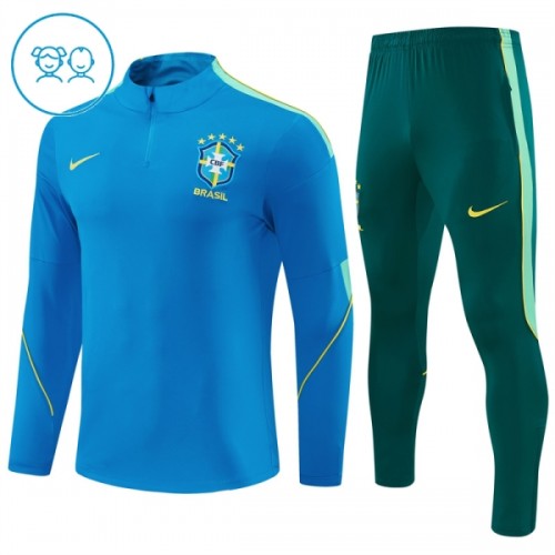 Brasile Felpe da Allenamento Quarto-Zip 2026-27 Blu per Bambino Brasile Felpe da Allenamento Quarto-Zip 2026-27 Blu per Bambino