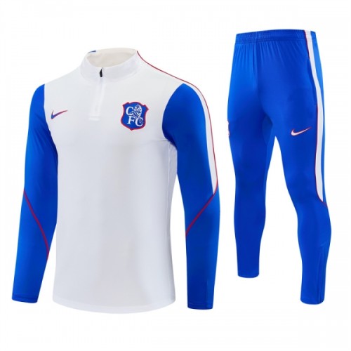 Chelsea Felpe da Allenamento Quarto-Zip 2026-27 Bianca per Uomo Chelsea Felpe da Allenamento Quarto-Zip 2026-27 Bianca per Uomo