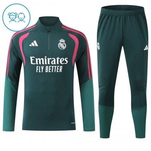 Real Madrid Felpe da Allenamento Quarto-Zip 2026-27 Verde per Bambino Real Madrid Felpe da Allenamento Quarto-Zip 2026-27 Verde per Bambino